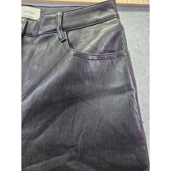 Wilfred Aritzia Black Vegan Leather Straight Leg Pants Size 2 High Rise Pants - Picture 5 of 15
